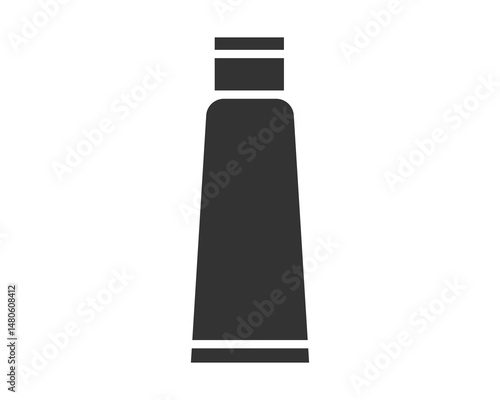 Monochrome icon of a squeeze tube. Great for designs involving skincare, cosmetics, medication, or crafts. Simplicity makes it versatile for logos and infographics.