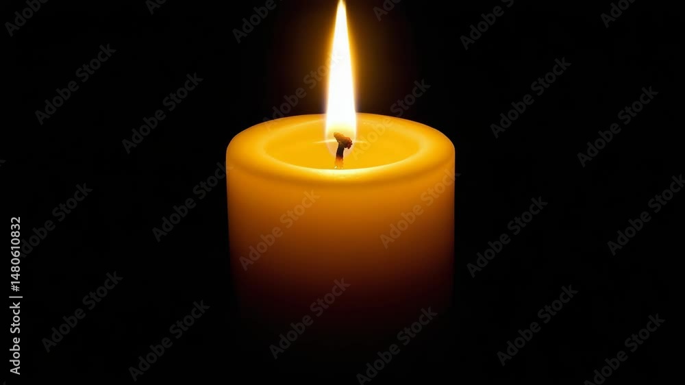 A luminous candle flame glows softly against a dark backdrop. Serene ambiance. A luminous candle flame glows softly against a dark backdrop. Serene ambiance.