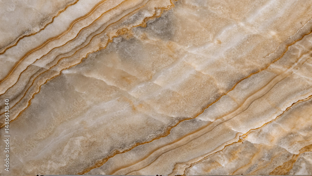 Obraz premium Elegant beige onyx marble texture with flowing gold veins luxurious natural stone background