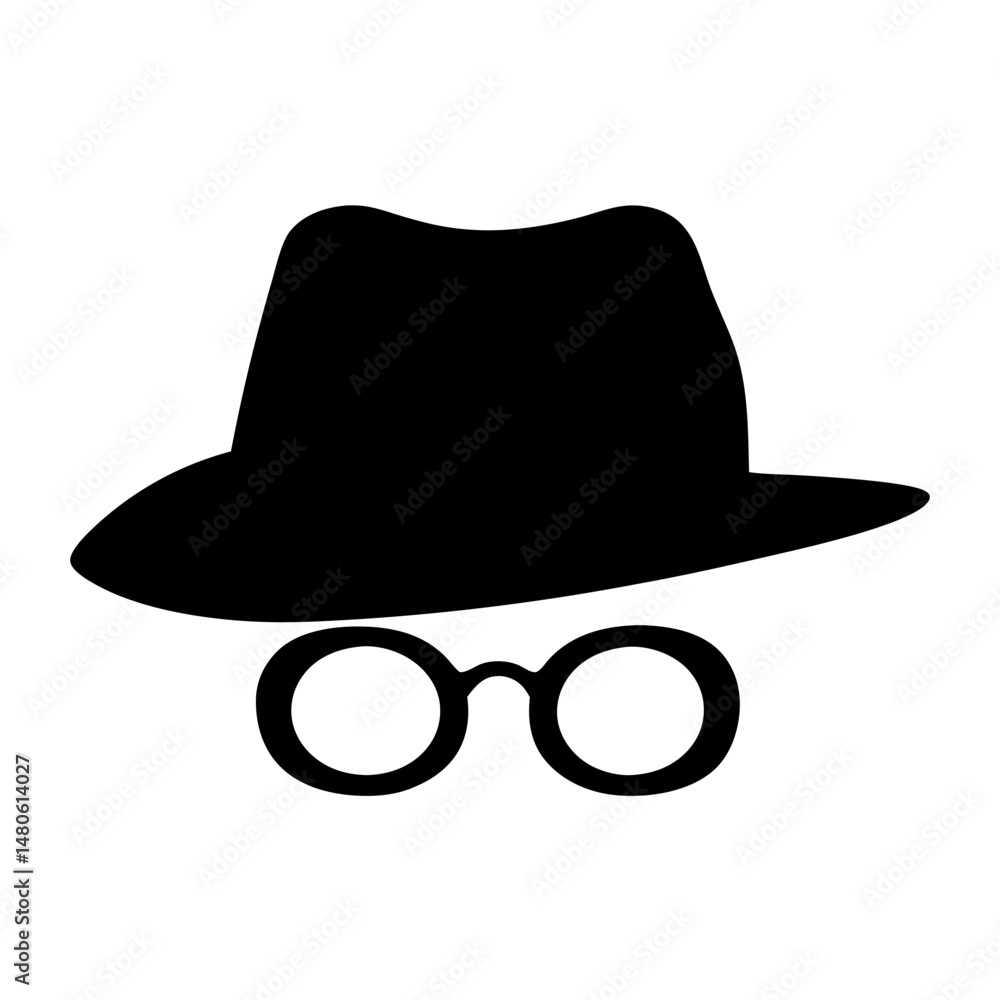 Stealthy Silhouette Mysterious Figure with Fedora Hat and Round Glasses Stealthy Silhouette Mysterious Figure with Fedora Hat and Round Glasses