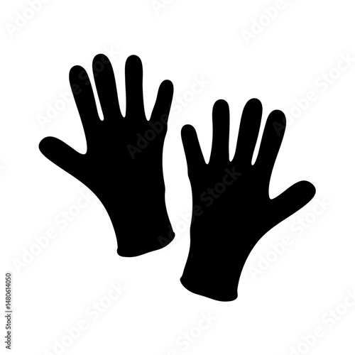Silhouette of two gloves, symbolizing protection, hygiene, and various applications