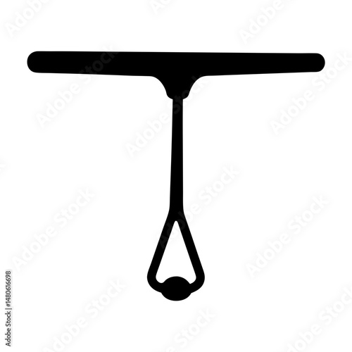Black silhouette abstract minimalist design of tshaped object with spherical bottom