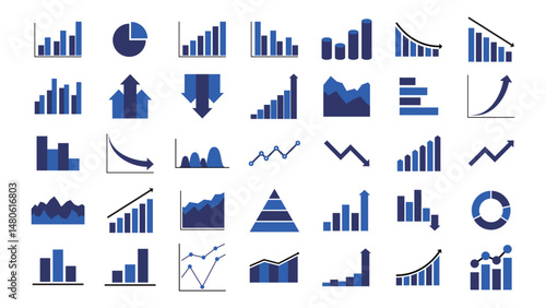 statistic growth bussines icon line collection vector design in trendy style with editable stroke