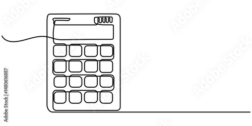 Continuous line drawing of calculator. Back to school. technology education. Icon one line, single line art, vector illustration, Financial Calculation Line Icon Design with Editable Stroke. 