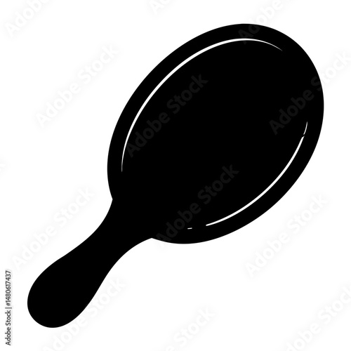 Elegant oval hand mirror silhouette for beauty and personal care concepts