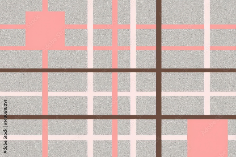 Fototapeta premium Geometric plaid pattern design in muted tones.