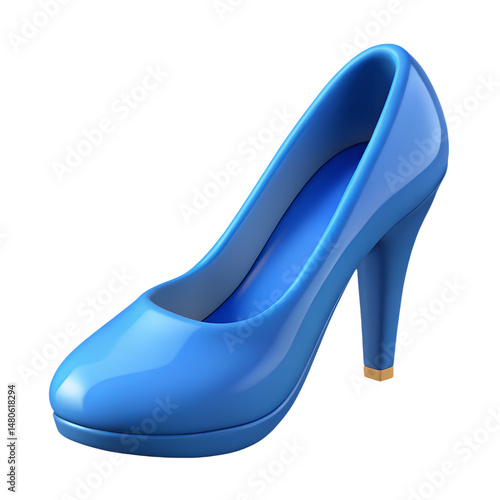 3D Blue Female High Heel Shoe Icon