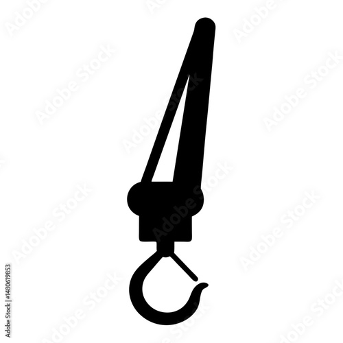 Isolated Silhouette of a Crane Hook Mechanism for Lifting Heavy Objects