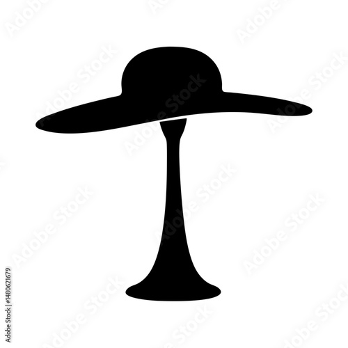 Elegant silhouette of a vintage hat stand on a white background