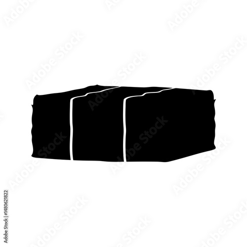 Simple black silhouette of a hay bale with white separators, isolated