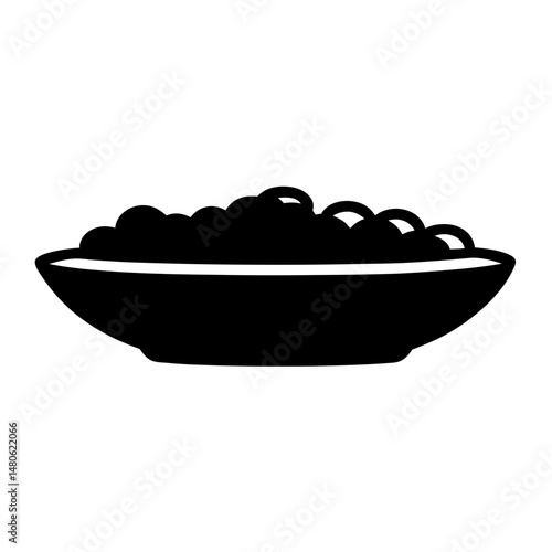 Black silhouette of food in a bowl, side view illustration