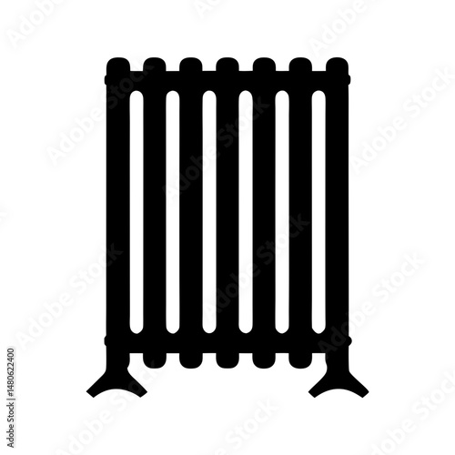 A vintage style radiator with multiple sections and small legs