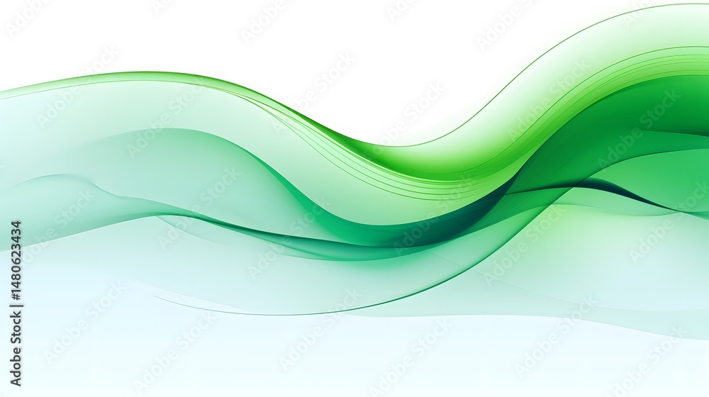 Obraz premium Vibrant Green Dynamic Waves Abstract Illustration for Professional Design Projects