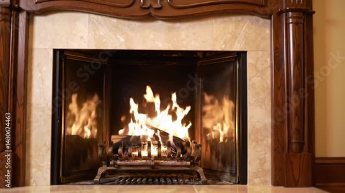Warmth Of Open Fireplace Creates Relaxing Cozy Atmosphere