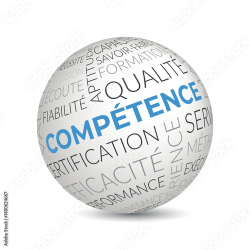 French competence concept sphere with quality and expertise keywords