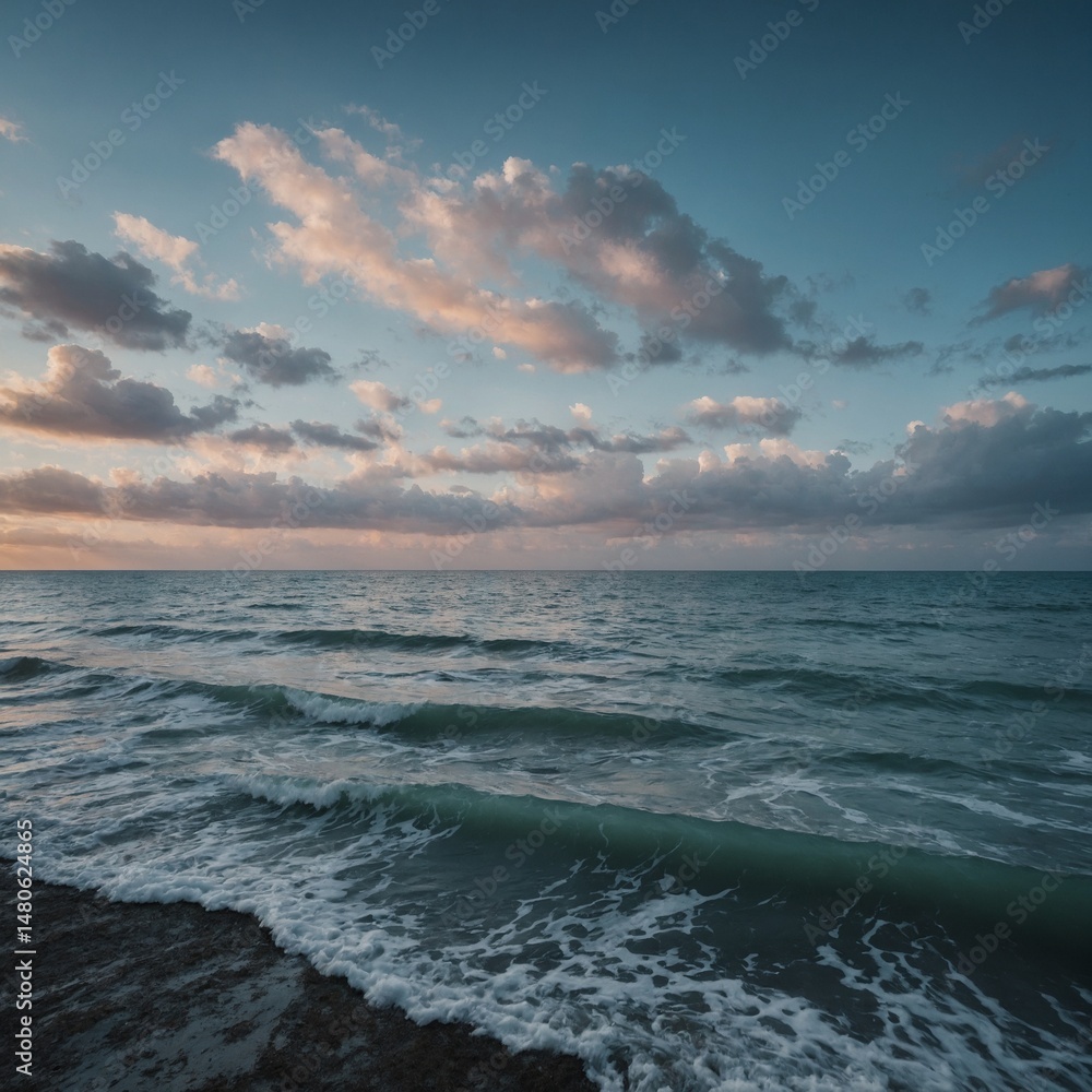 Fototapeta premium Soft Hues of Sea and Sky in Landscape Art