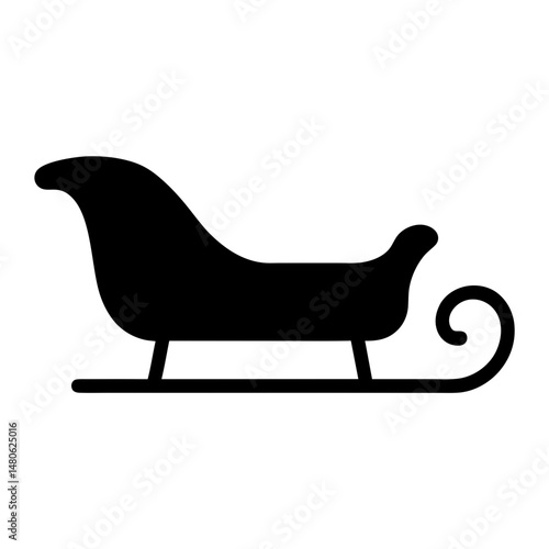 Black silhouette of a Christmas sleigh against a white background image