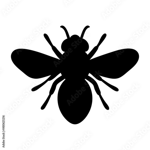 Silhouette of a Honeybee with Detailed Antennae and Leg Structure Displayed Clearly