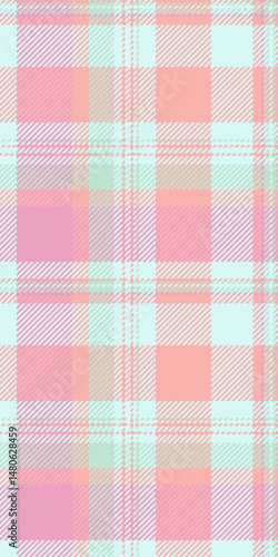Cool check tartan fabric, endless plaid texture vector. Installing seamless background textile pattern in light and red colors.