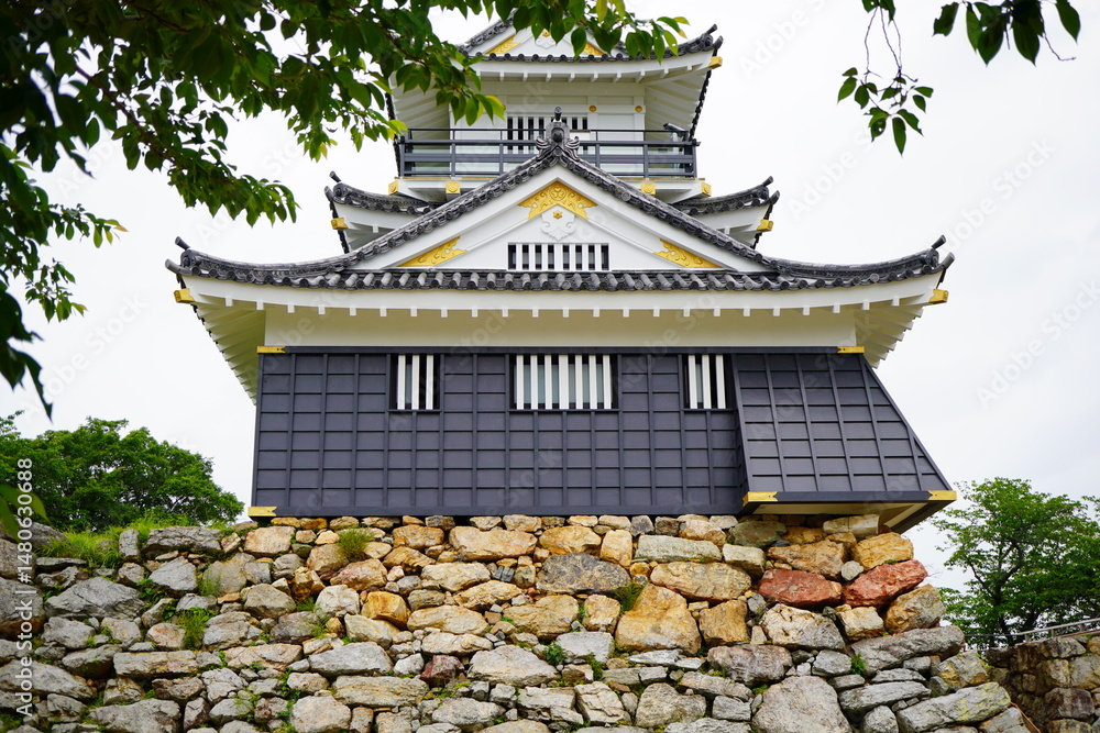 Fototapeta premium 雨の日の天守閣。静岡県浜松市に建てられているお城。