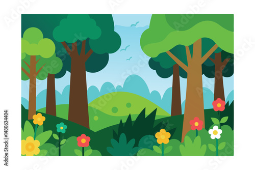 summer landscape with trees