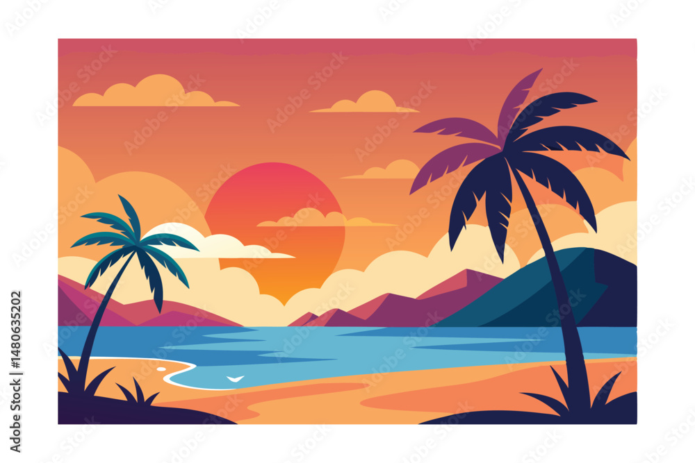 Fototapeta premium tropical beach vector illustration