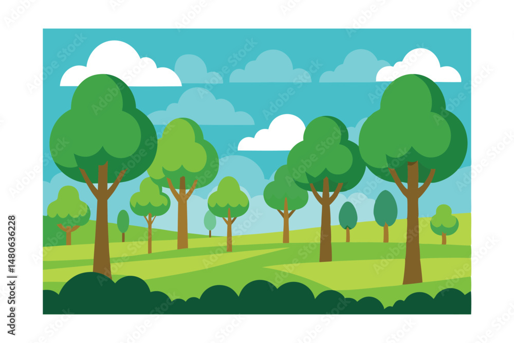 landscape with trees and clouds landscape with trees and clouds
