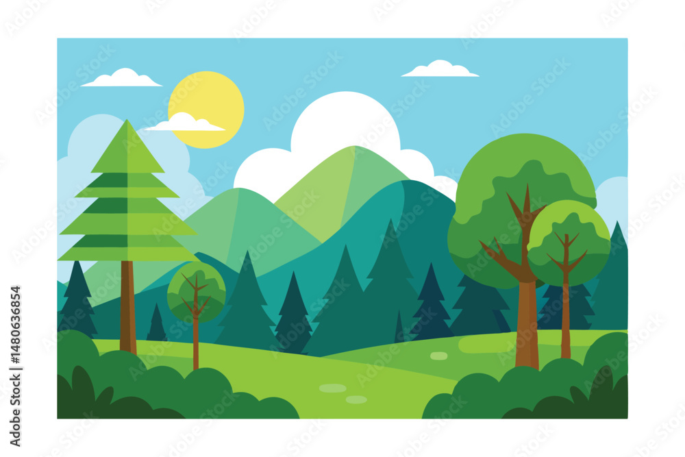 Fototapeta premium landscape with mountains and trees