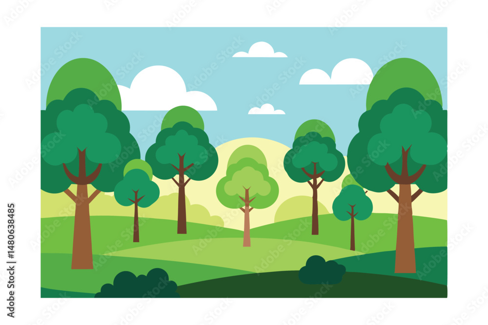 Fototapeta premium landscape with trees and clouds