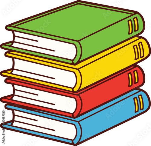 Colorful Stack of Cartoon Books ? Vector Illustration for Education and Learning Design