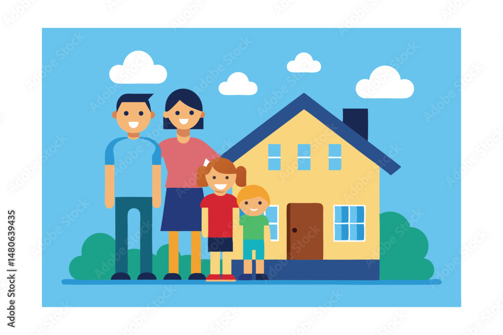happy family with house happy family with house