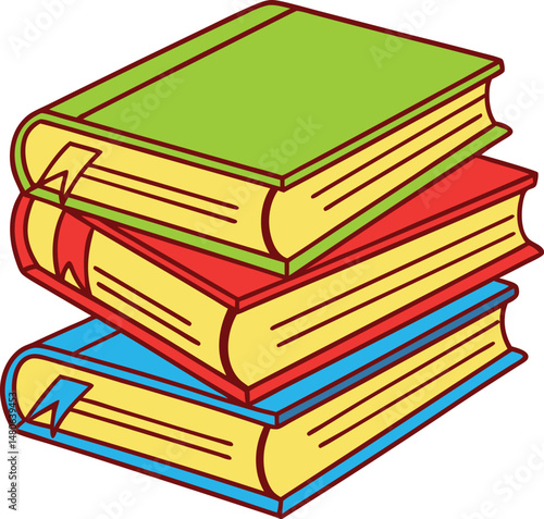 Colorful Stack of Cartoon Books ? Vector Illustration for Education and Learning Design