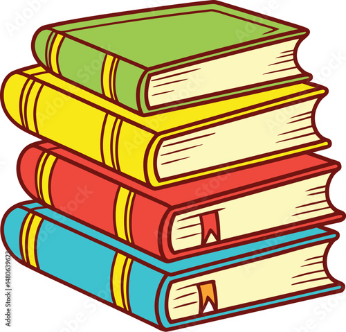 Colorful Stack of Cartoon Books ? Vector Illustration for Education and Learning Design
