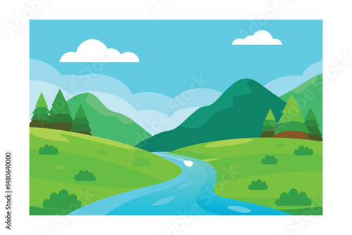 landscape with mountains and blue sky