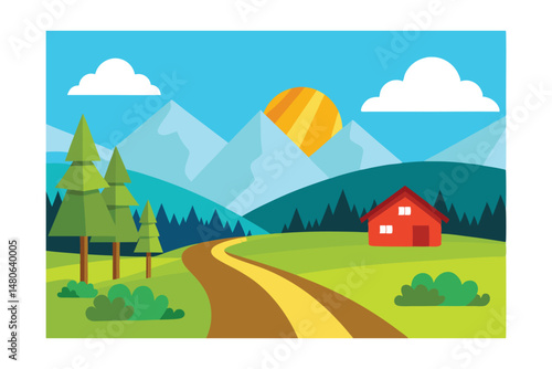 rural landscape with house