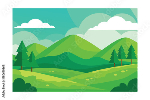 landscape with mountains and forest