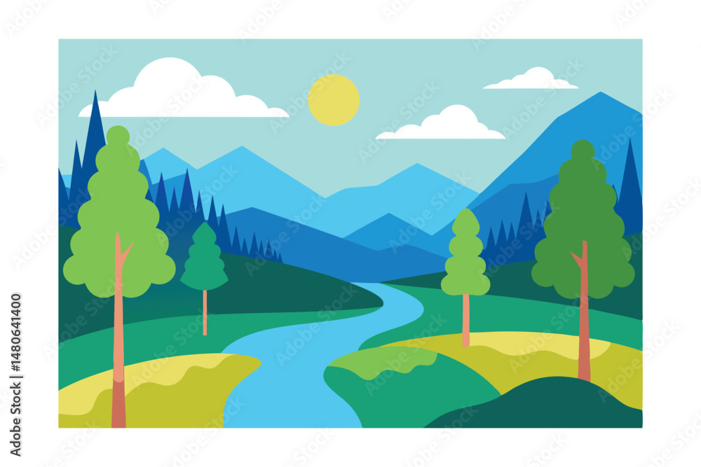 Obraz premium landscape with mountains and trees