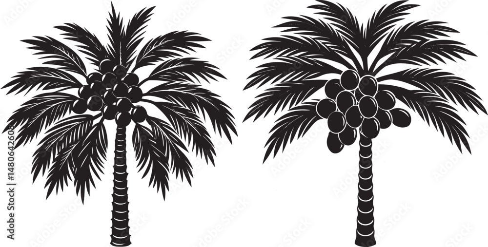 Obraz premium 2 palm tree silhouettes on white
