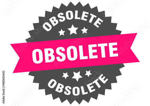 obsolete. obsolete round pink label isolated on transparent background