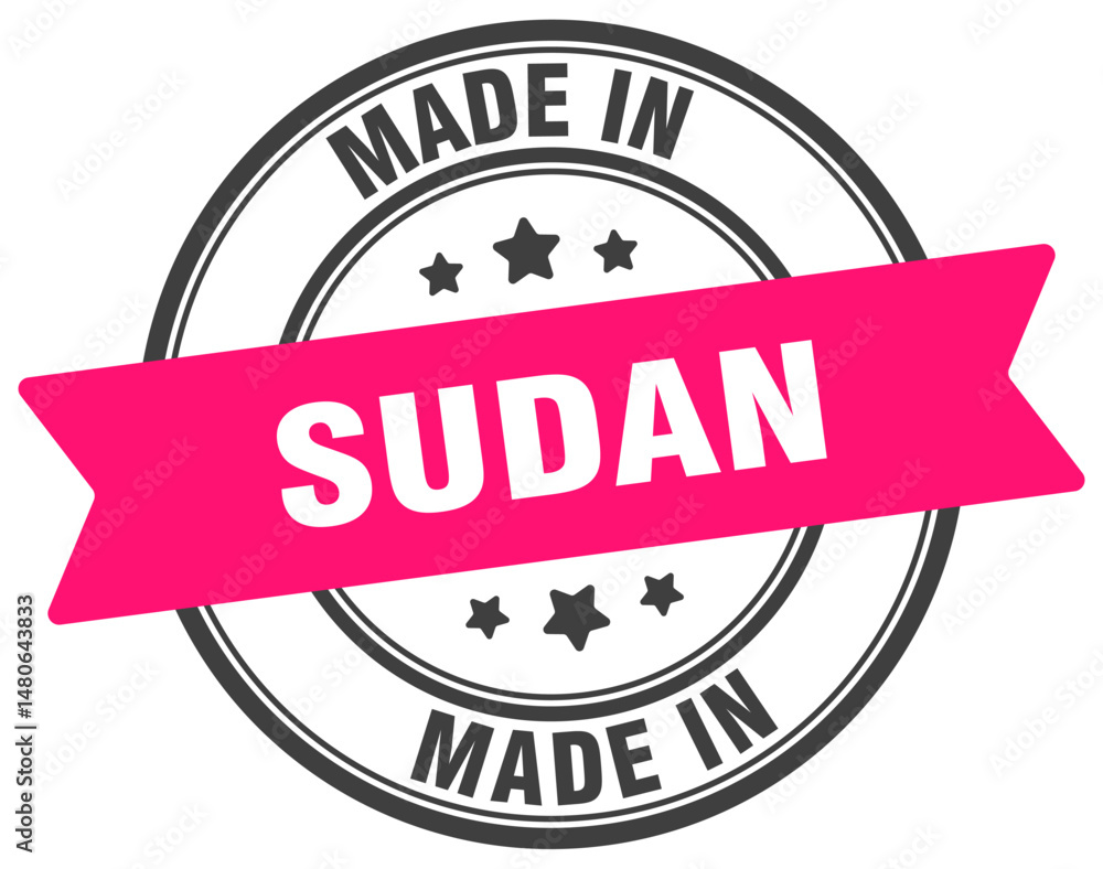 Fototapeta premium Made in Sudan round sign. Made in Sudan stamp.
