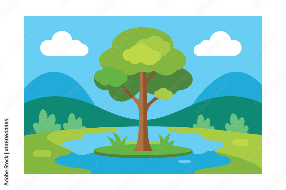 summer landscape with trees summer landscape with trees
