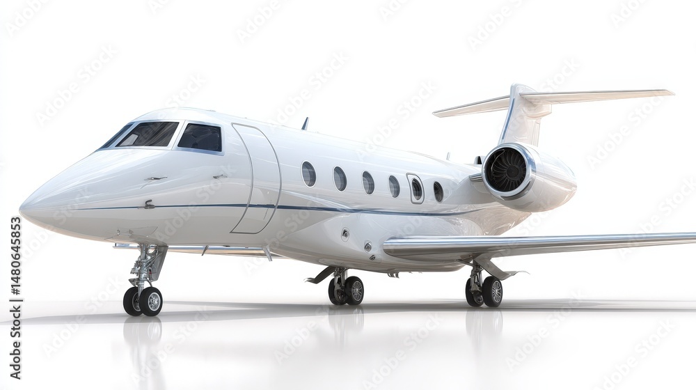 Luxurious White Private Jet Airplane Isolated on White Background Ready for Travel Luxurious White Private Jet Airplane Isolated on White Background Ready for Travel