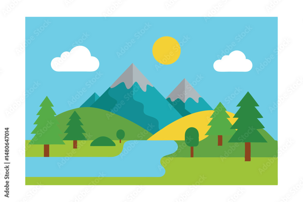 Fototapeta premium landscape with mountains and trees