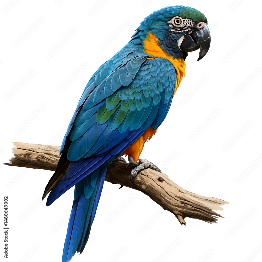 Fototapeta premium blue and yellow macaw isolated background