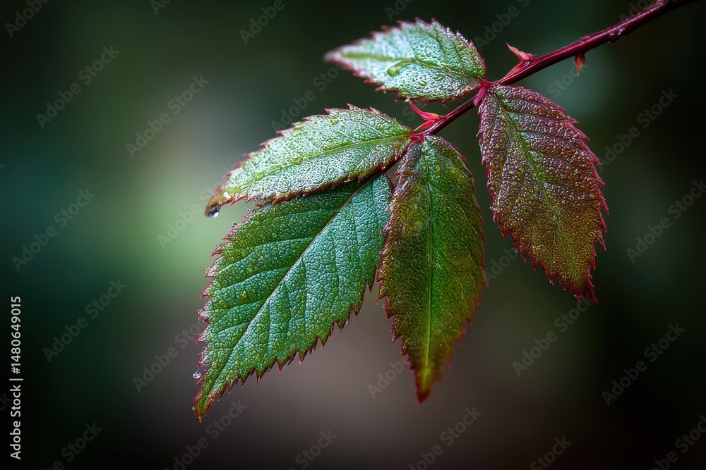 Riga, Latvia 2025-04-25 A close up of a leaf with water droplets on it Riga, Latvia 2025-04-25 A close up of a leaf with water droplets on it