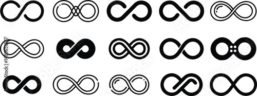 Infinity Icon Collection. Modern Infinite Loop Vector Symbols