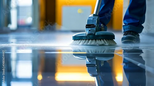 Powerful washing vacuum cleaner in action for spotless cleaning