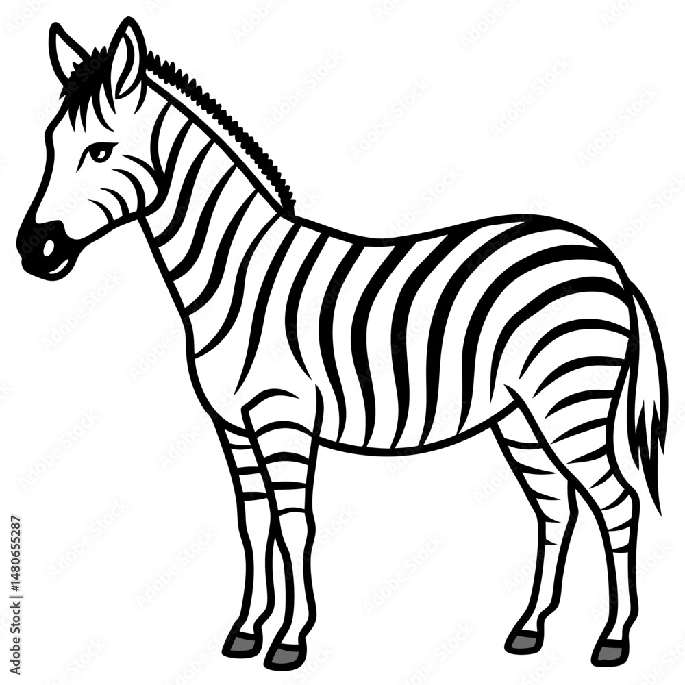 Fototapeta premium Linear Zebra Side Profile with Stripe Lines