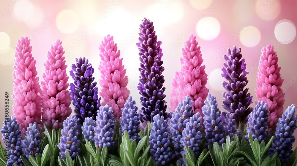 Fototapeta premium A vibrant display of pink and purple blossoms.