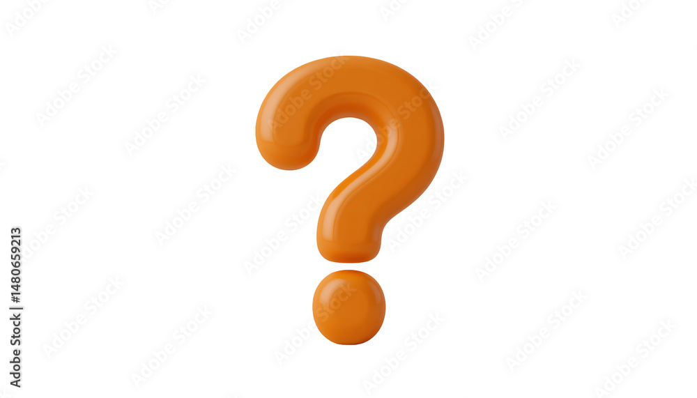 Naklejka premium 3D rendered, bright orange question mark isolated on transparent background 